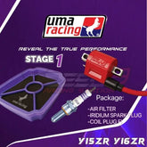 (STAGE 1)UMA RACING COMBO SET COIL PLUG + AIR FILTER + IRIDIUM SPARK PLUG Y15 Y16 RS150 RSX150 LC135 V1-V7 LCV8 -By Sea Courier Method 🚢📦
