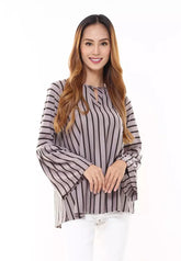 June Stripe Brown Top
