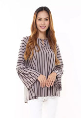 June Stripe Brown Top