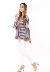 June Stripe Brown Top