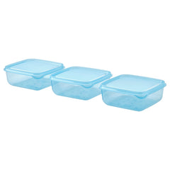 PRUTA Food container with lid, blue, 0.6 l (3 pack)