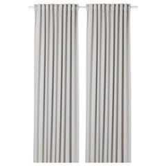 MAJGULL Room darkening curtains, 1 pair, light grey/with heading tape, 145x250 cm