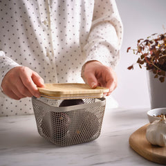 IKEA 365+ Food storage basket, metal/light grey-brown, 14x14x10 cm