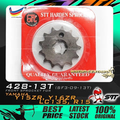 GEGANCU DEPAN STT HARDEN STEEL FRONT SPROCKET (SF3-09-13T) LC135-428-13T FOR YAMAHA LC135, R15, Y15, Y15ZR, Y16, Y16ZR -By Air Courier Method ✈️📦