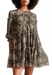Ted Baker Women's Khaki Printed GGT Tiered Swing