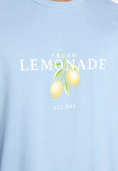 Light Blue Unisex Oversized/Wide Cut Crew Neck Short Sleeve Printed T-Shirt