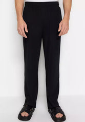 Limited Edition Black Men's Comfortable Cut/Wide Leg Textured Ottoman Hidden Drawstring Wrinkle-Free Sweatpants.