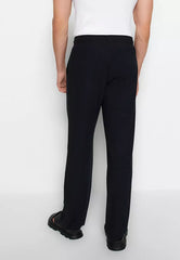 Limited Edition Black Men's Comfortable Cut/Wide Leg Textured Ottoman Hidden Drawstring Wrinkle-Free Sweatpants.