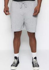 Men's Gray Plus Size Comfortable Regular/Regular Cut Ribbed Printed Drawstring Shorts.
