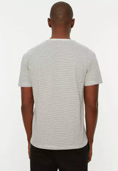White Men's Regular/Regular Cut Striped T-Shirt