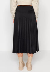 Pleated Satin Midi Skirt