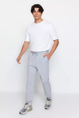 Gray Men's Basic Oversize/Wide-Fit Sweatpants Trousers