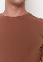 Brown Men's Basic Regular / Regular Cut, Crew Neck Short Sleeved T-Shirt