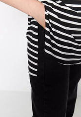 Stripe Pattern T-Shirt with Slit Detail
