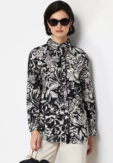 Piping Detailed Floral Shirt