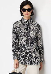 Piping Detailed Floral Shirt