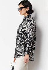 Piping Detailed Floral Shirt