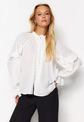 Flounce High Collar Blouse