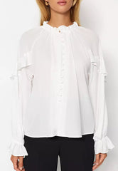 Flounce High Collar Blouse