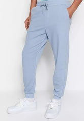 Blue Men's Basic Regular/Normal Cut Jogger Pants With Elasticated Legs