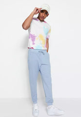 Blue Men's Basic Regular/Normal Cut Jogger Pants With Elasticated Legs