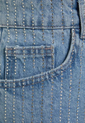 High Waist Rhinestone Denim Shorts