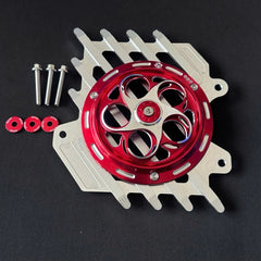 Ab/vario cnc aluminum water tank cover + 3D cnc radiator fan with red salaya dragon temple screws with full accessories (installed like original) -By Sea Courier Method 🚢📦