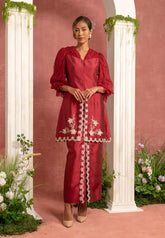 Embroidered Pleated Kurung Labuh