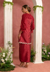 Embroidered Pleated Kurung Labuh