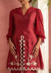 Embroidered Pleated Kurung Labuh