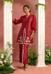 Embroidered Pleated Kurung Labuh