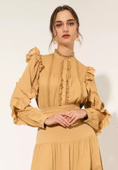 FSC Rayon Lace Trim Button Top