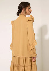 FSC Rayon Lace Trim Button Top