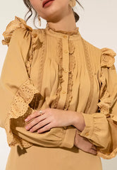 FSC Rayon Lace Trim Button Top