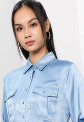 Recycled Cotton Chambray Tiered Dress