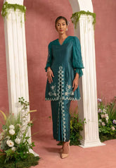 Embroidered Pleated Kurung Labuh