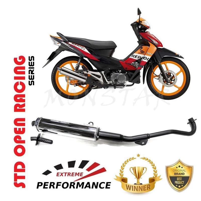 Wave 125X Ultimo 28mm Ekzos Std Racing exzos Open Exhaust EPOWER BERANG Honda standard wave125x -By Sea Courier Method 🚢📦