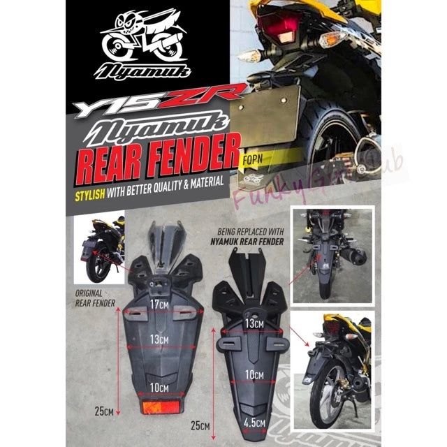 YAMAHA Y15ZR NYAMUK REAR FENDER Y15 Mini Size MUDGUARD BELAKANG MAGAT -By Sea Courier Method 🚢📦