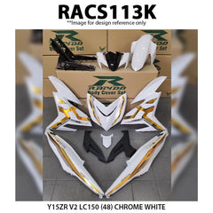 DHC- (STICKER TANAM/AIRBRUSH) RAPIDO COVER SET Y15ZR V1/V2 LC150 CHROME (48) WHITE -By Sea Courier Method 🚢📦