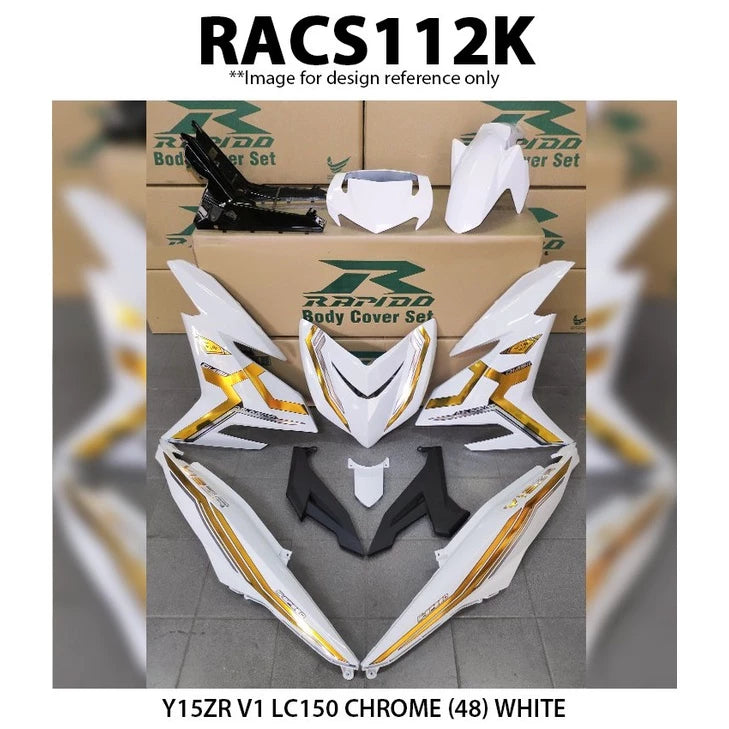 DHC- (STICKER TANAM/AIRBRUSH) RAPIDO COVER SET Y15ZR V1/V2 LC150 CHROME (48) WHITE -By Sea Courier Method 🚢📦