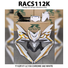 DHC- (STICKER TANAM/AIRBRUSH) RAPIDO COVER SET Y15ZR V1/V2 LC150 CHROME (48) WHITE -By Sea Courier Method 🚢📦