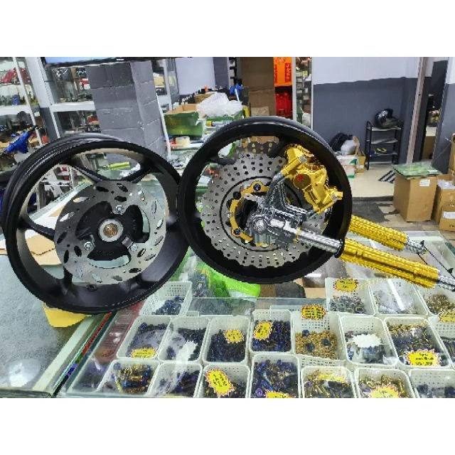 Yamaha Y15ZR / NVX Combo Double Disc VS02 Package Set With Sport Rim Y15 Y16ZR RAPIDO CALIPER V7 V2 DISC PLATE USD FORK -By Sea Courier Method 🚢📦