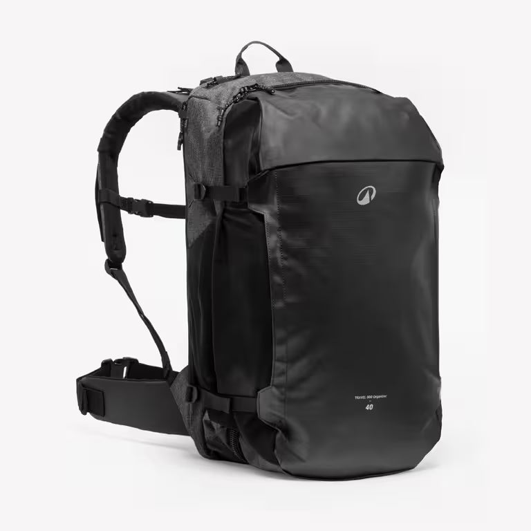 40 L travel backpack, Travel 500 Organiser - Black