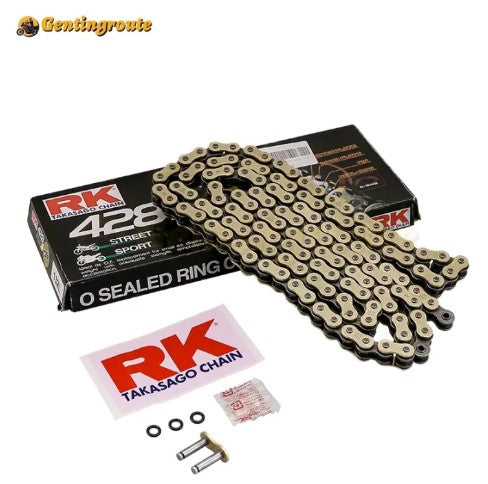 motosikal ☛RK Takasago Chain 415 428 KLO 132L O-Ring O Ring Gold Chain Rantai Universal Y15ZR Y16ZR LC135 RS RXZ SRL❁ -By Sea Courier Method 🚢📦