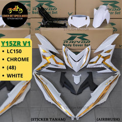 DHC- (STICKER TANAM/AIRBRUSH) RAPIDO COVER SET Y15ZR V1/V2 LC150 CHROME (48) WHITE -By Sea Courier Method 🚢📦
