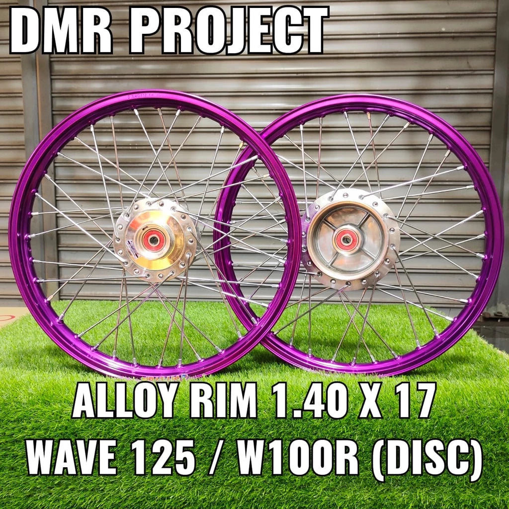 ALLOY RIM W125/W100R (DISC) 1.40X17 COMPLATE SET AIK SIA/STRONGER CHARTER HUB CHROME RIM ALLOY WAVE 125 -By Sea Courier Method 🚢📦