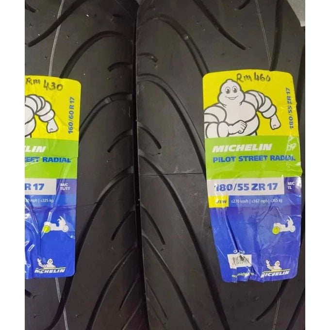 DHC- MICHELIN PILOT STREET RADIAL TAYAR 180/55ZR17 -By Sea Courier Method 🚢📦