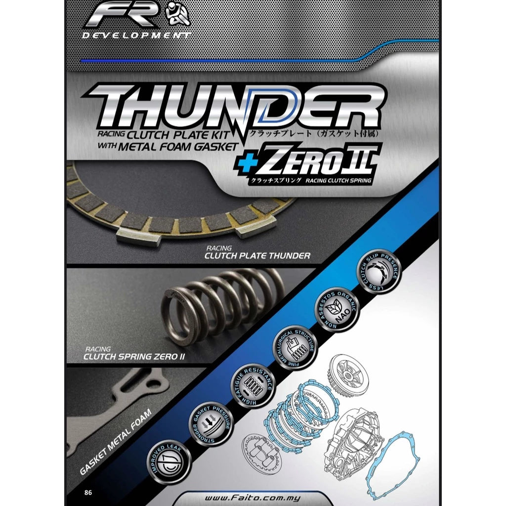 [Wave125 / wave 125 / W125] FAITO RACING THUNDER >>> CLUTCH PLATE + ZERO II CLUTCH SPRING + GASKET SET -By Sea Courier Method 🚢📦