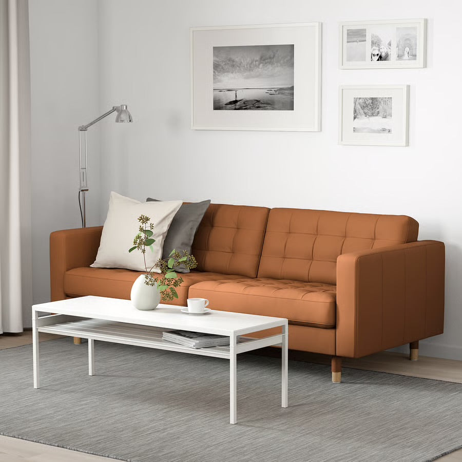 LANDSKRONA 3-seat sofa, Grann/Bomstad golden-brown/wood