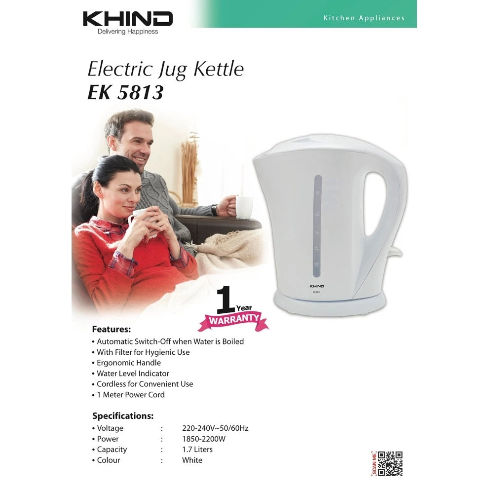 KHIND 1.7L Electric Jug Kettle EK5813 -By Sea Courier Method